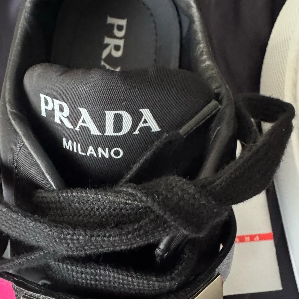 New 💯 Authentic Prada sneakers black white pink studded size 40